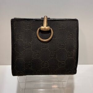 Gucci GG Black Denim Monogram Compact Wallet